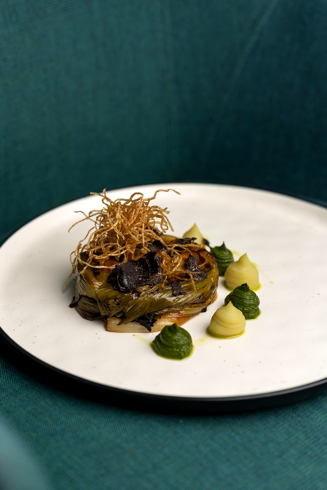 Tatin de Puerros a la Brasa 4 manos Xavier Pellicer 2